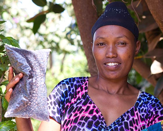 Femme dans une plantation de café en Tanzanie